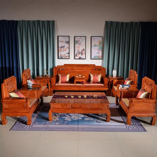 沙发红木花梨木客客厅实木中式家具刺猬紫檀实木沙发